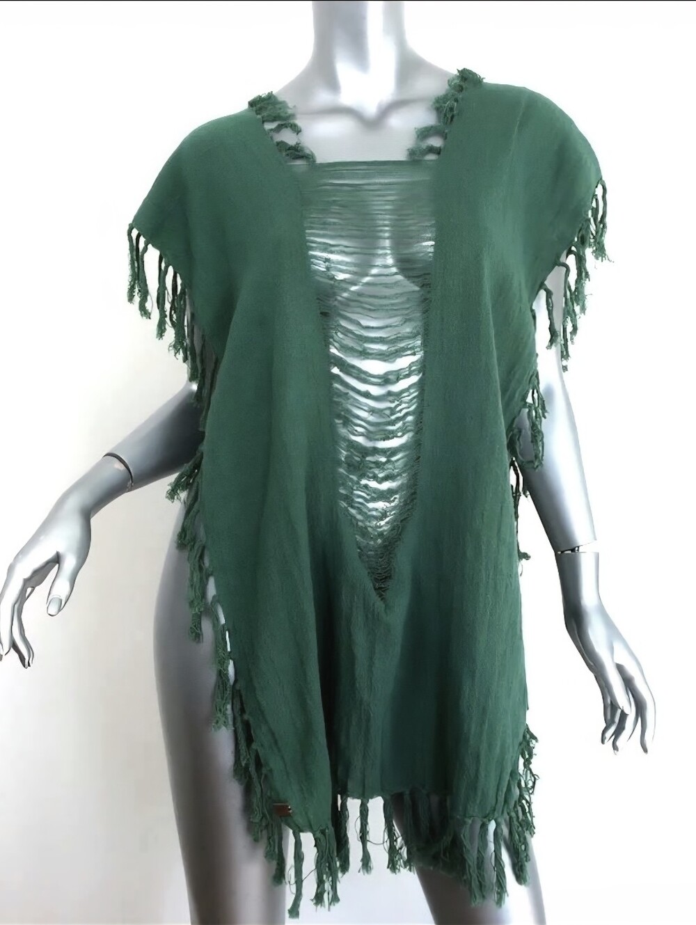 Cavarana Tulum Hand Loomed Shaman Poncho Cover Up Top Organic Cotton Tuluminati